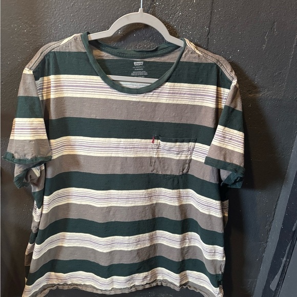 Levi's Other - Levi's Green and Gray Striped Short Sleeve Tee Size 3XL